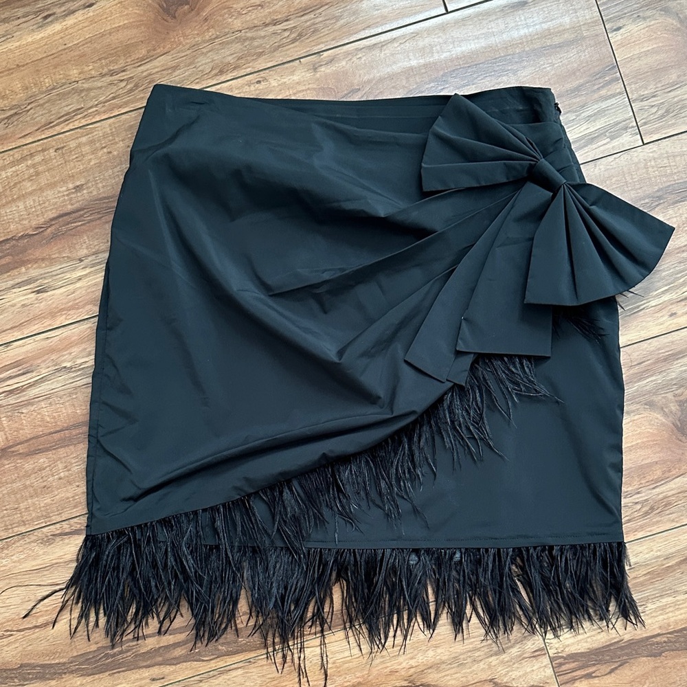 MAJORELLE Black Skirt with Bow and Fringe
